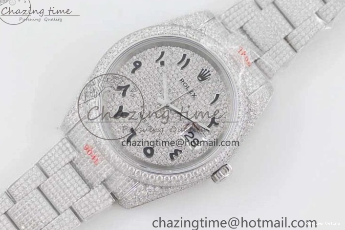 0212 Datejust 41 SS Full Diamonds TWF 1:1 Best Edition Arabic Markers Dial on Bracelet A Sporty 2395